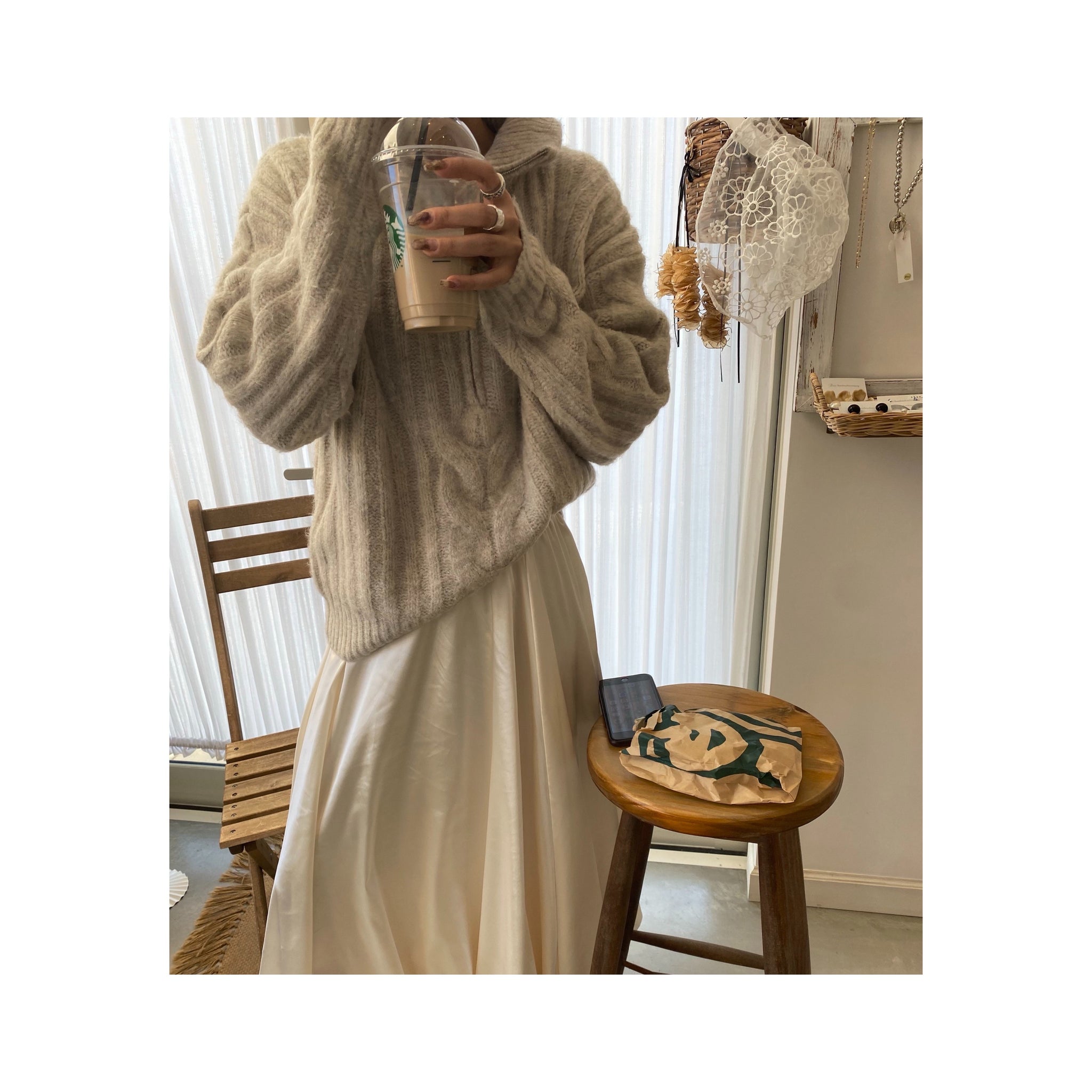 halfzip ribcable knit