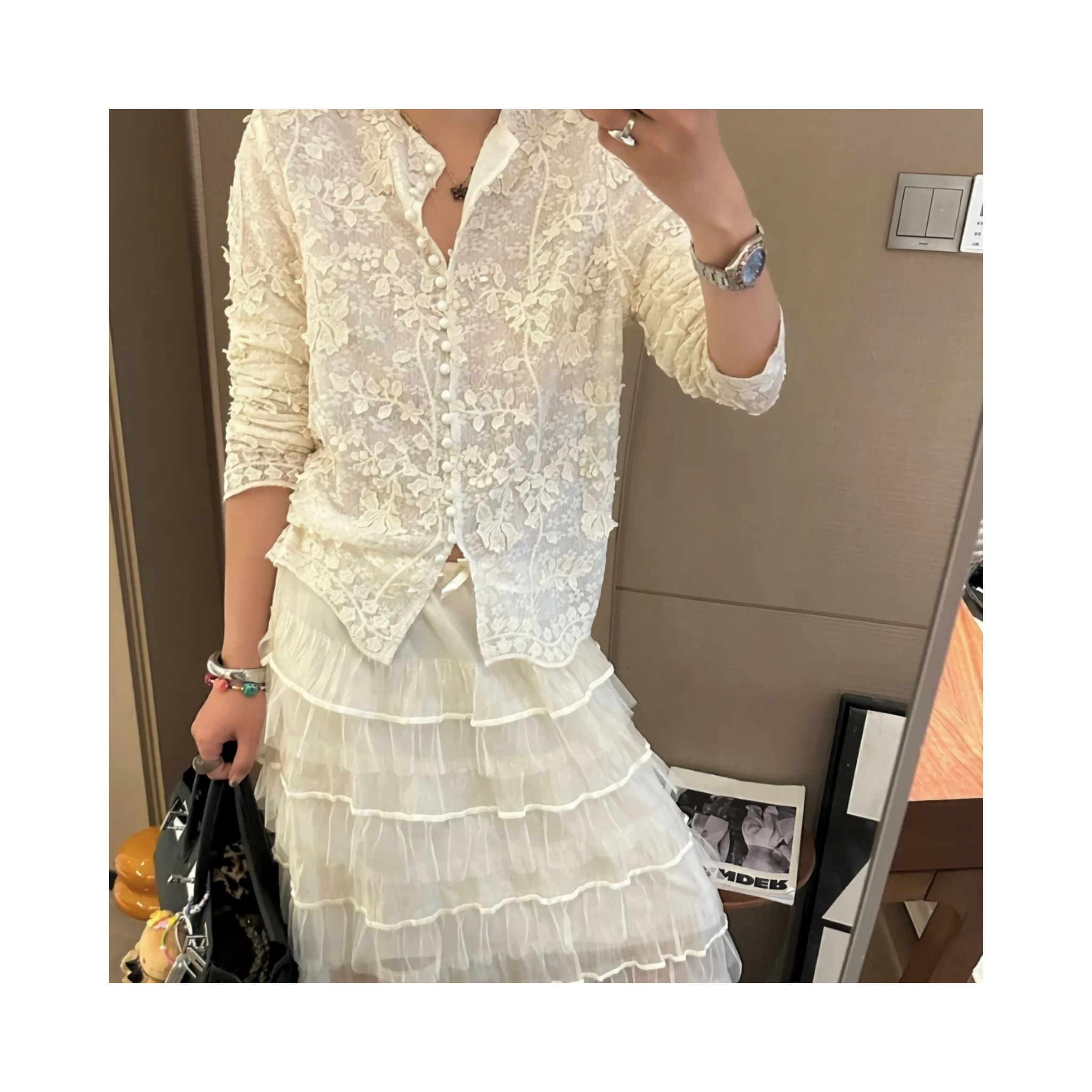 double lace cardigan