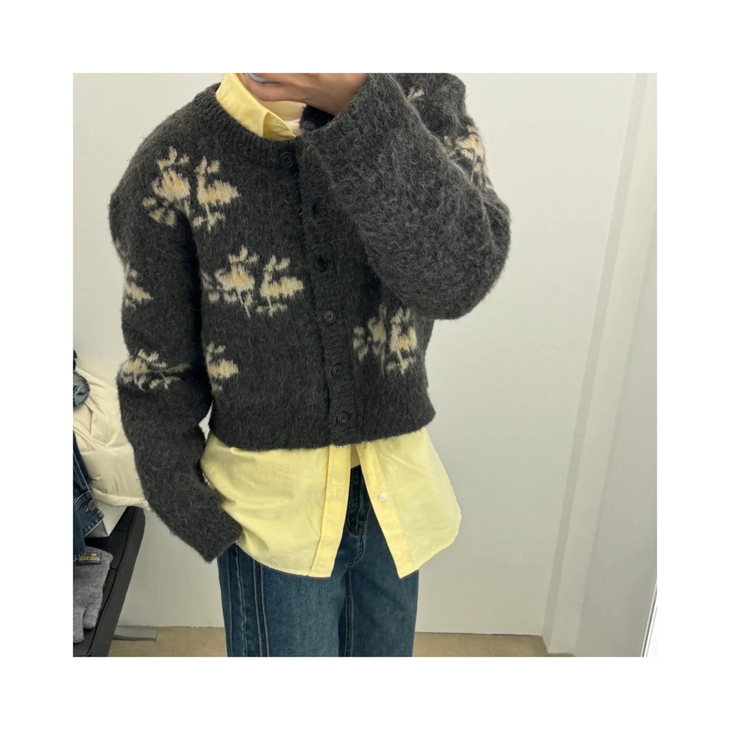 Flower knit cardigan