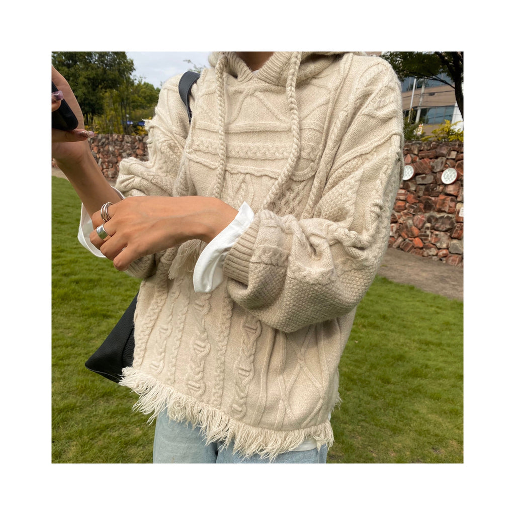 hood cablepatchknit