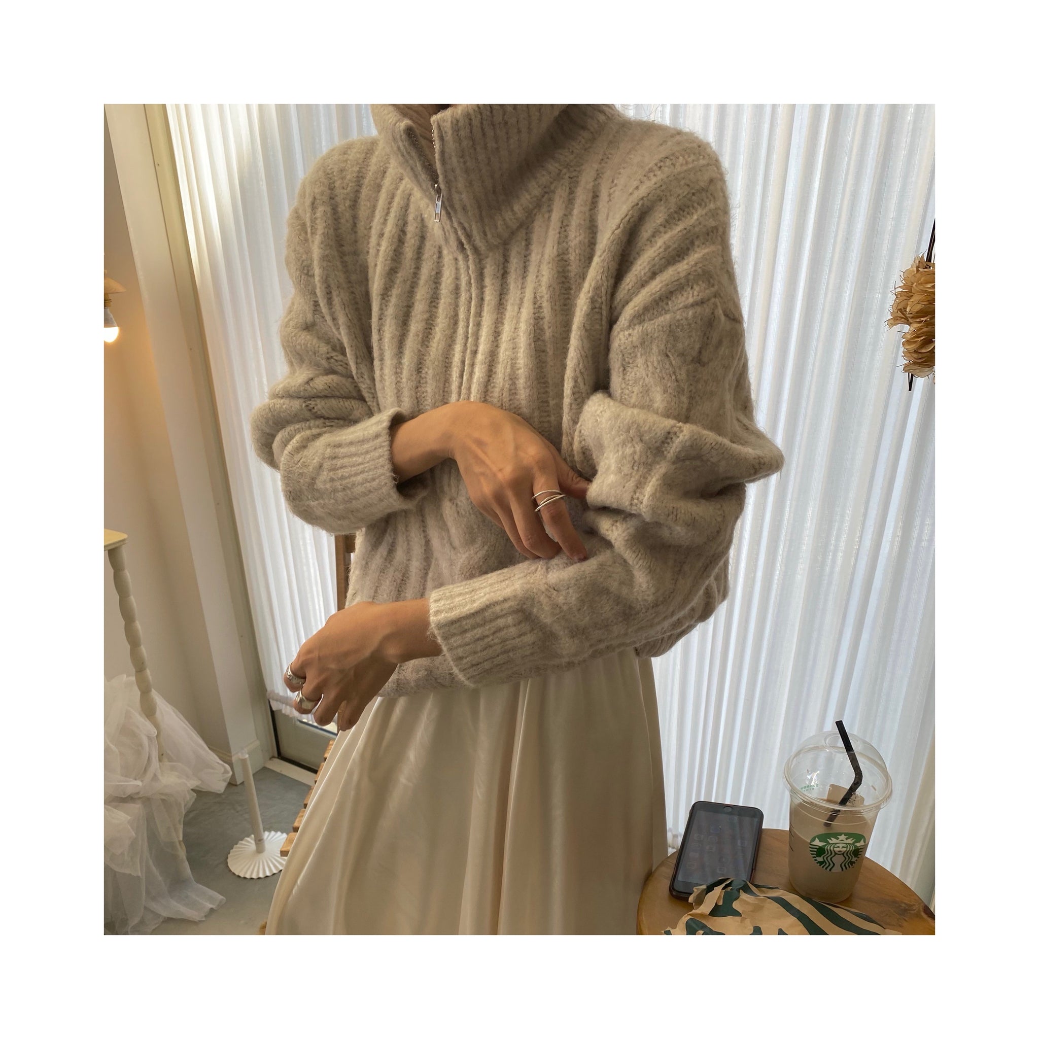 halfzip ribcable knit