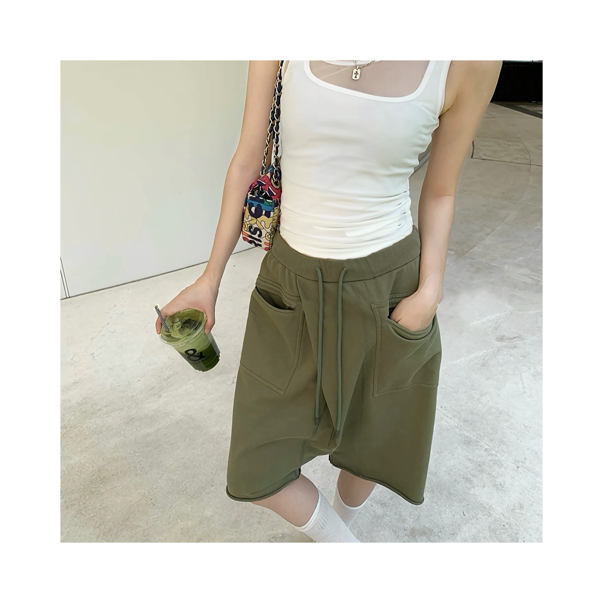 loose carghalf pants