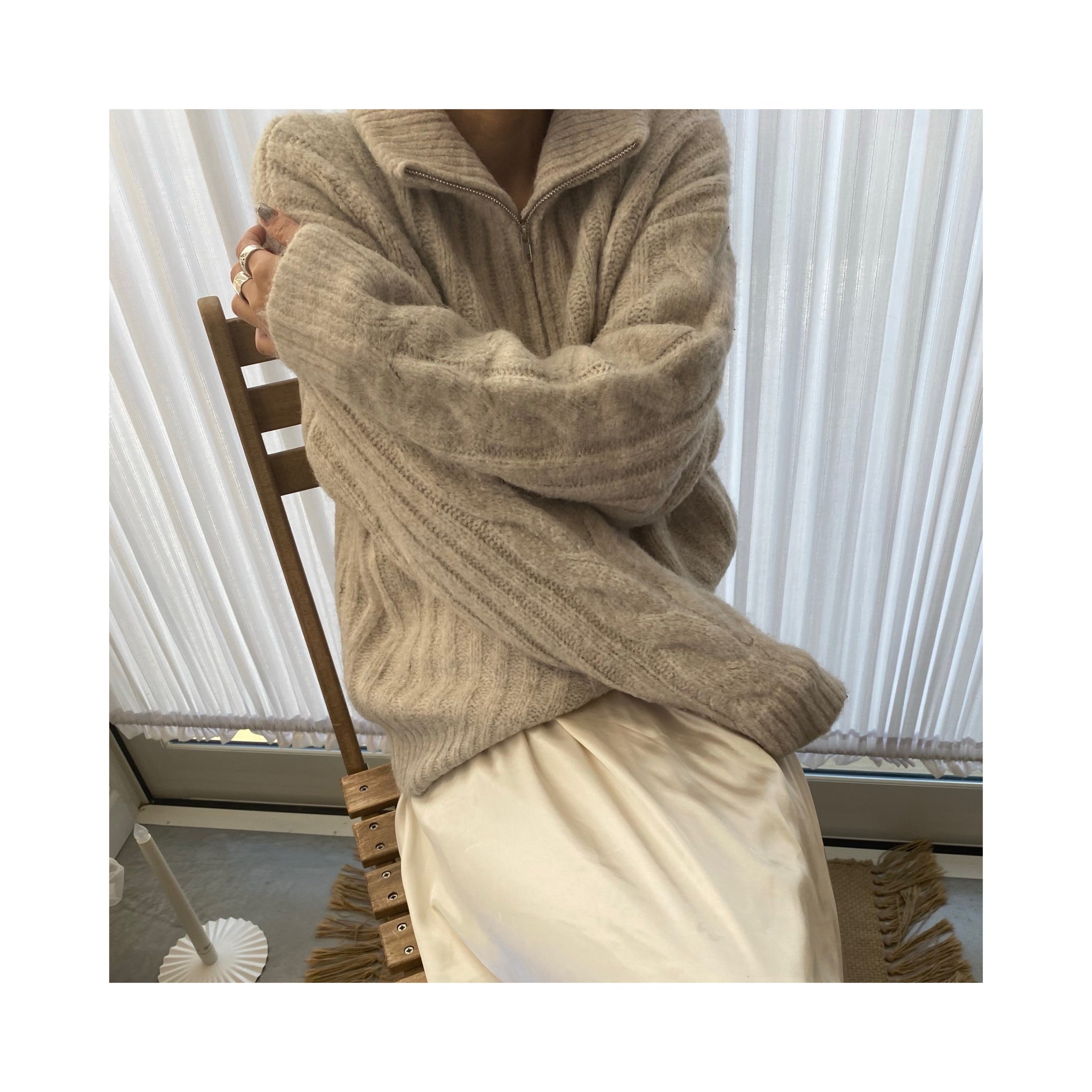 halfzip ribcable knit