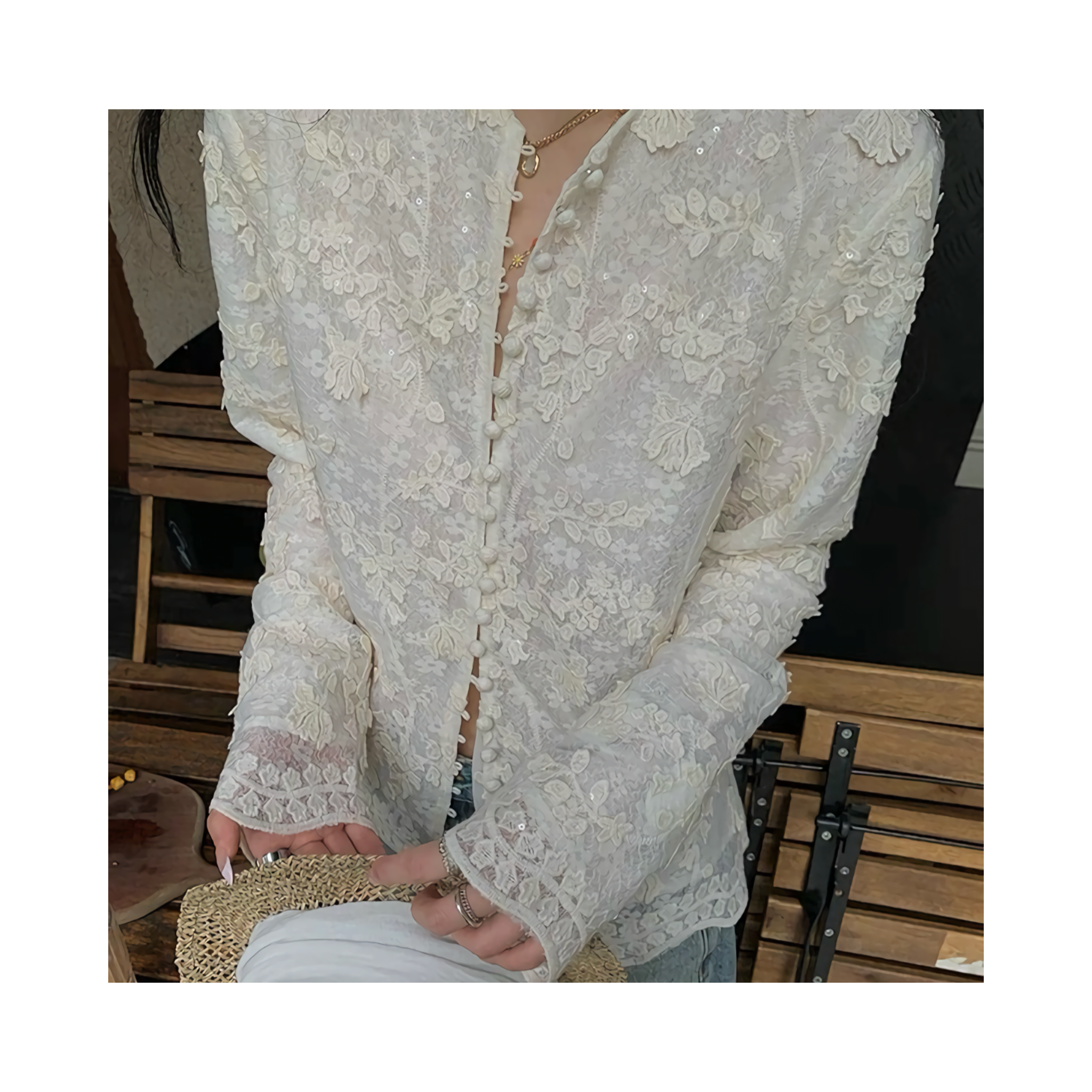 double lace cardigan