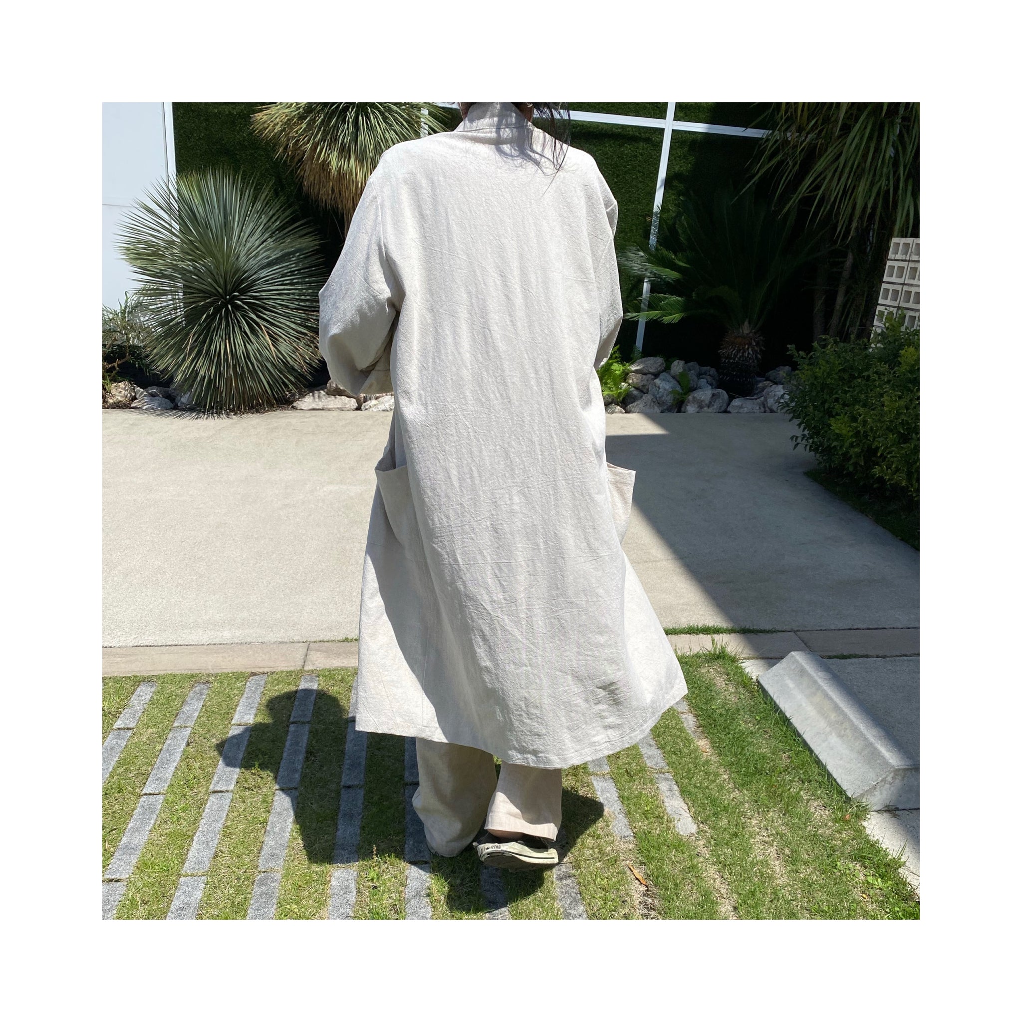 .simple linen gown