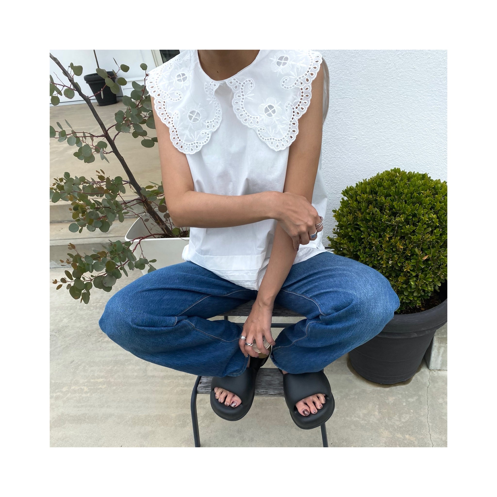 .embroidery collar blouse