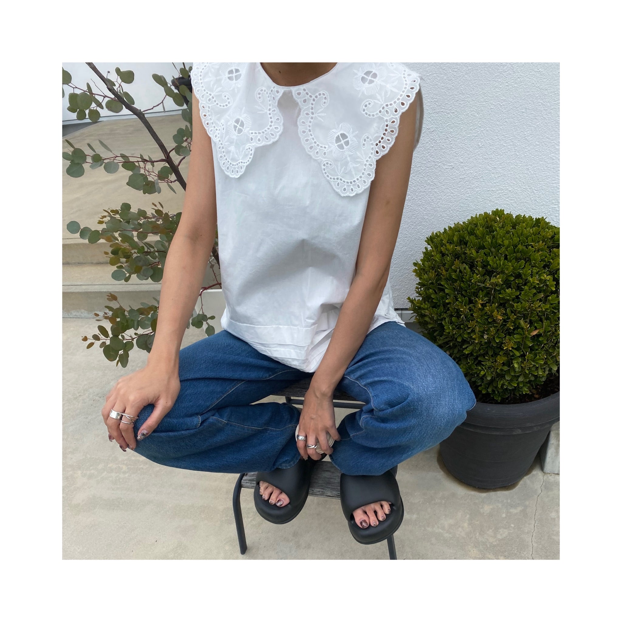 .embroidery collar blouse