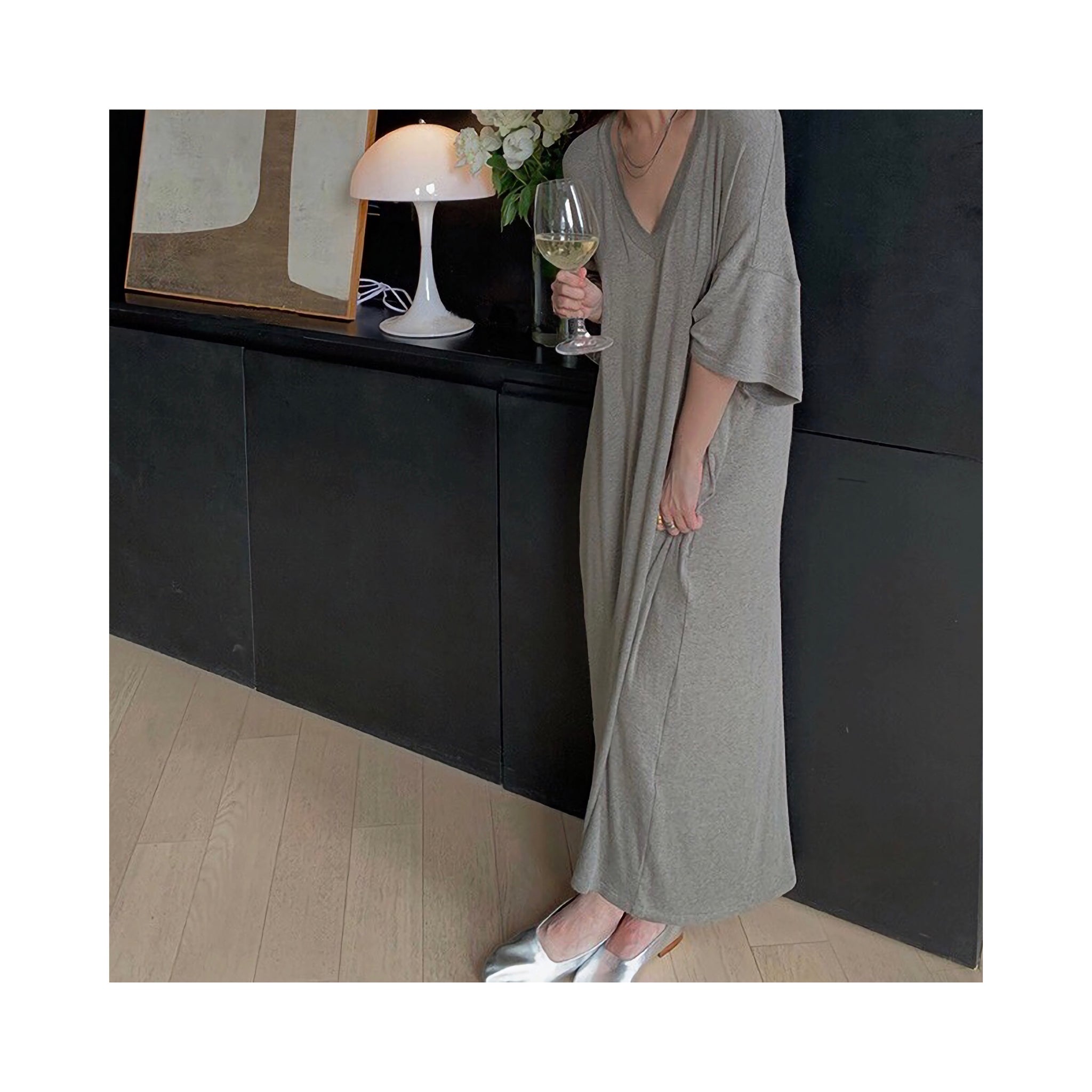 Vneck loose ONE PIECE