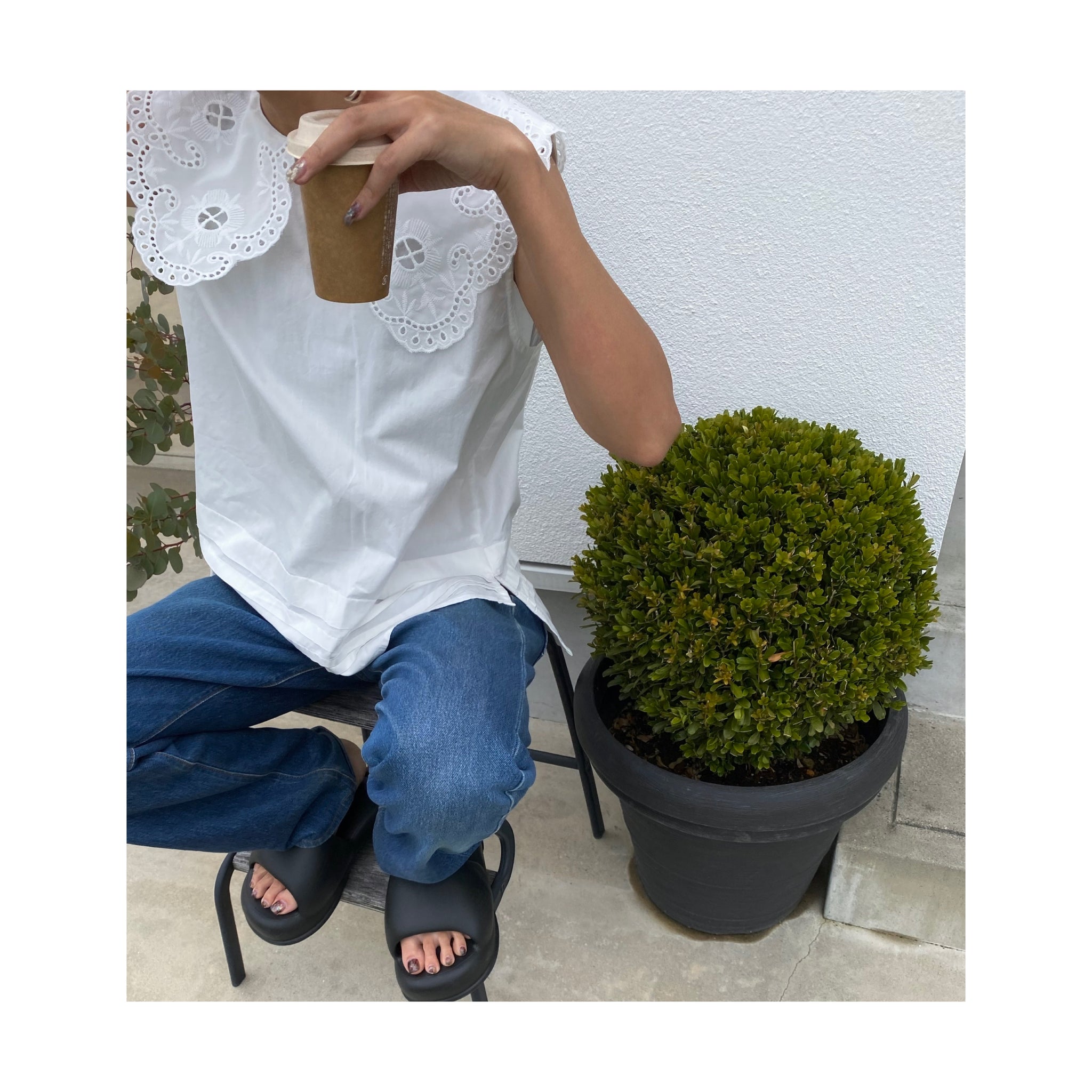 .embroidery collar blouse