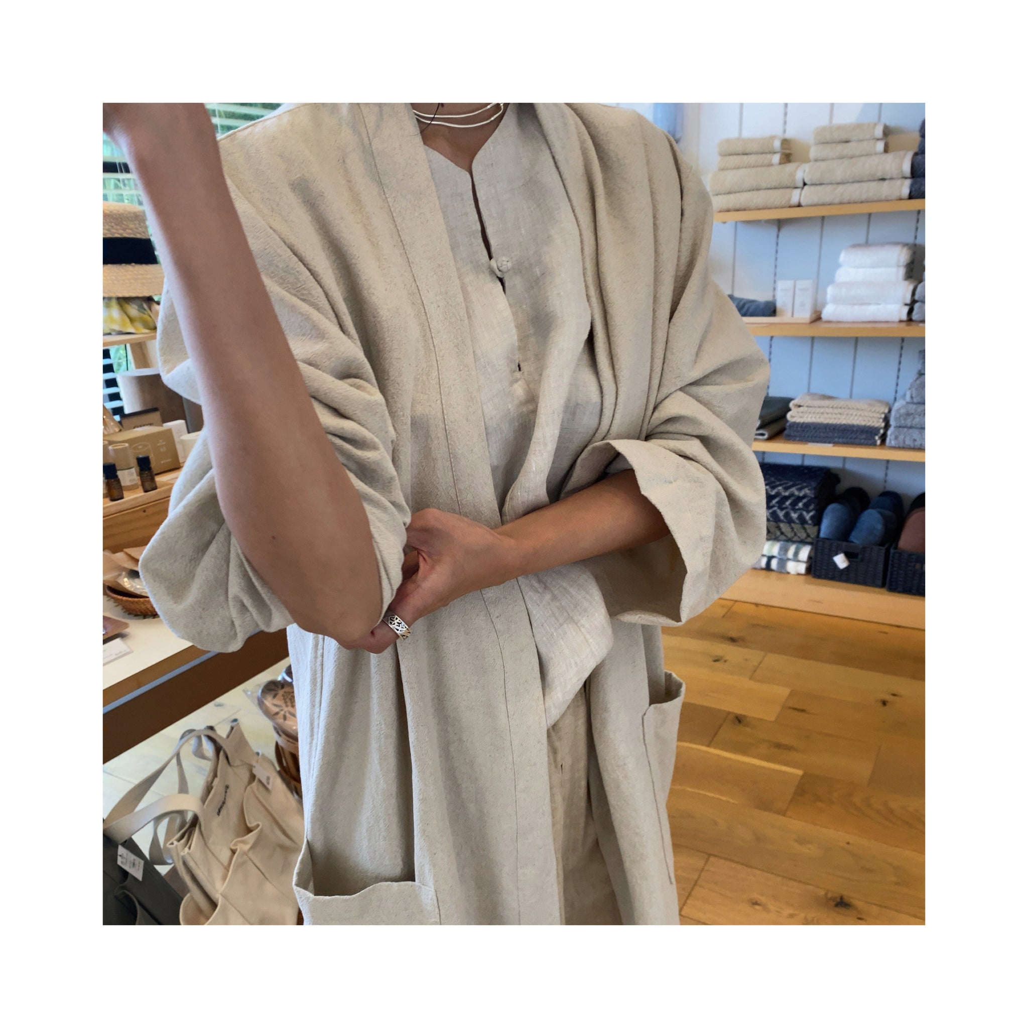 .simple linen gown