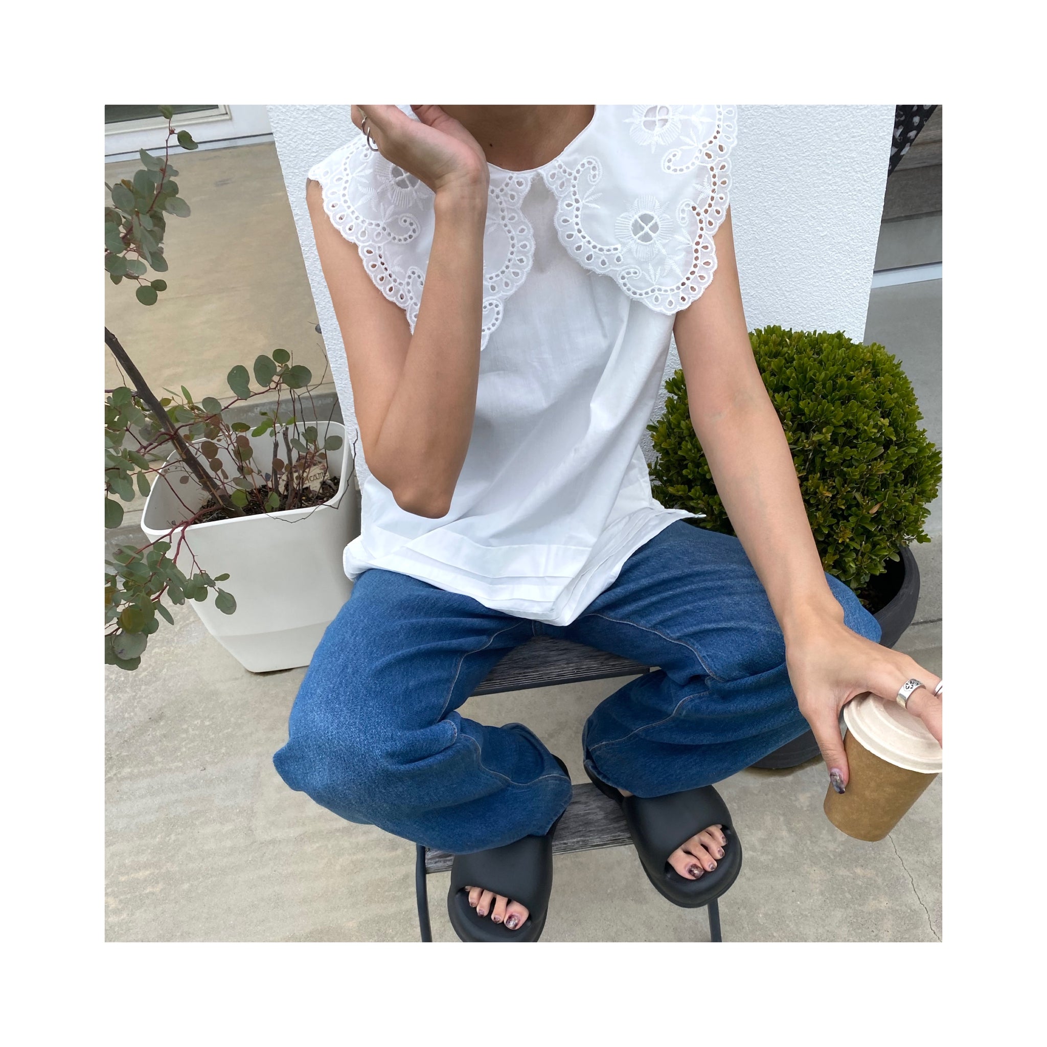 .embroidery collar blouse