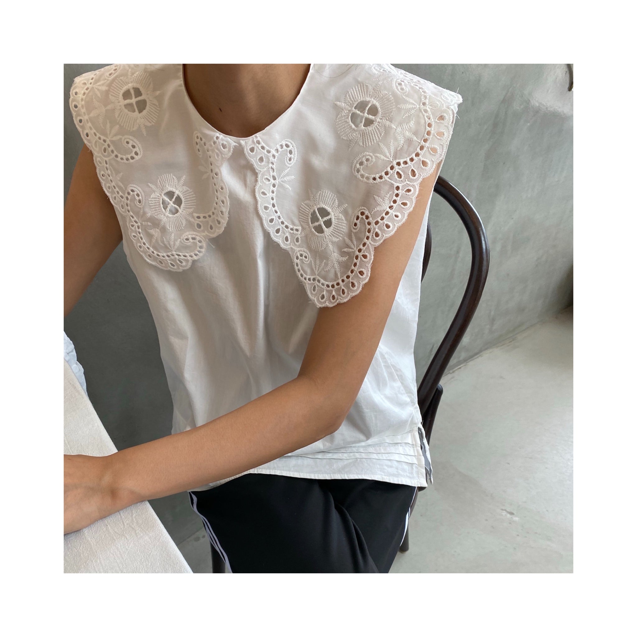 .embroidery collar blouse