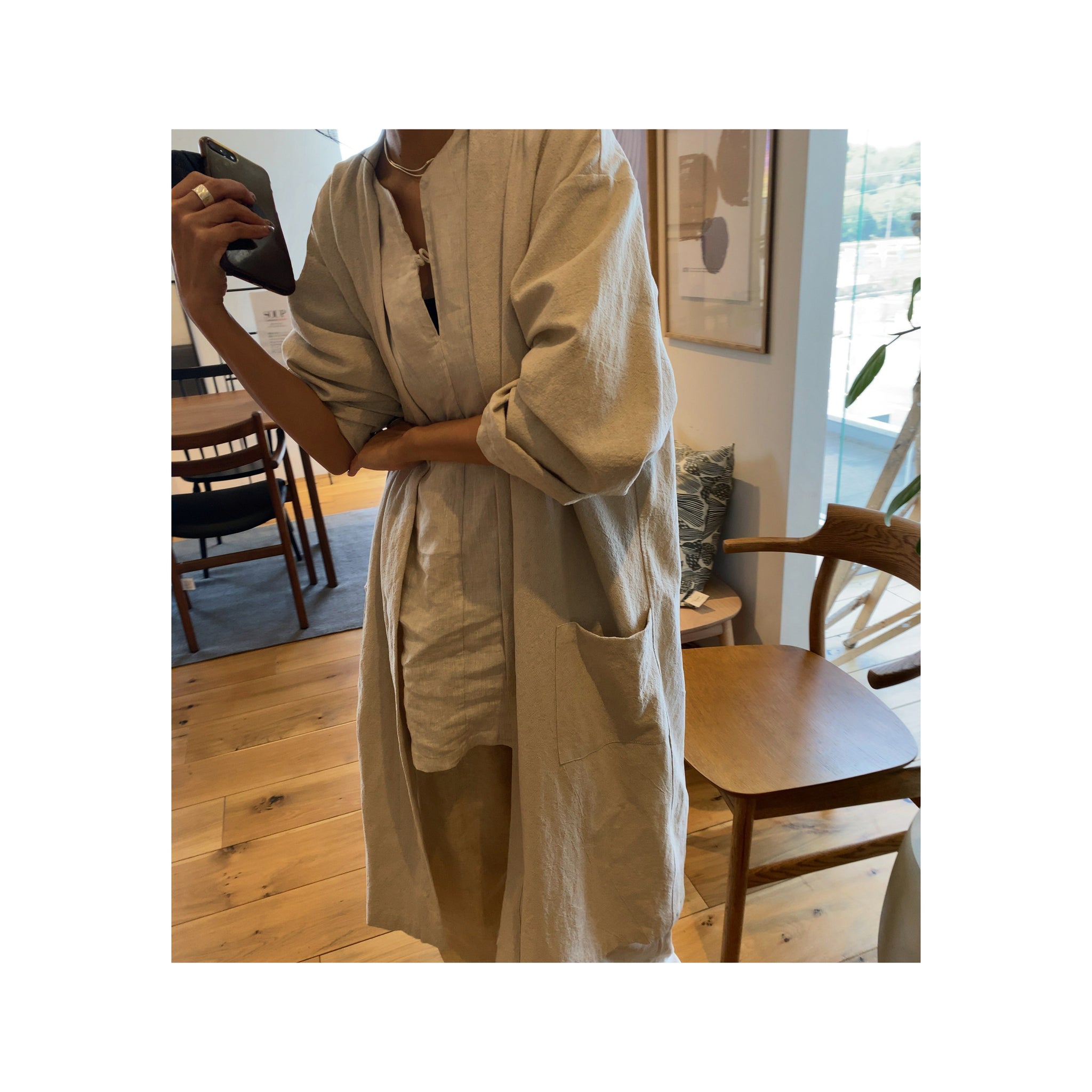 .simple linen gown