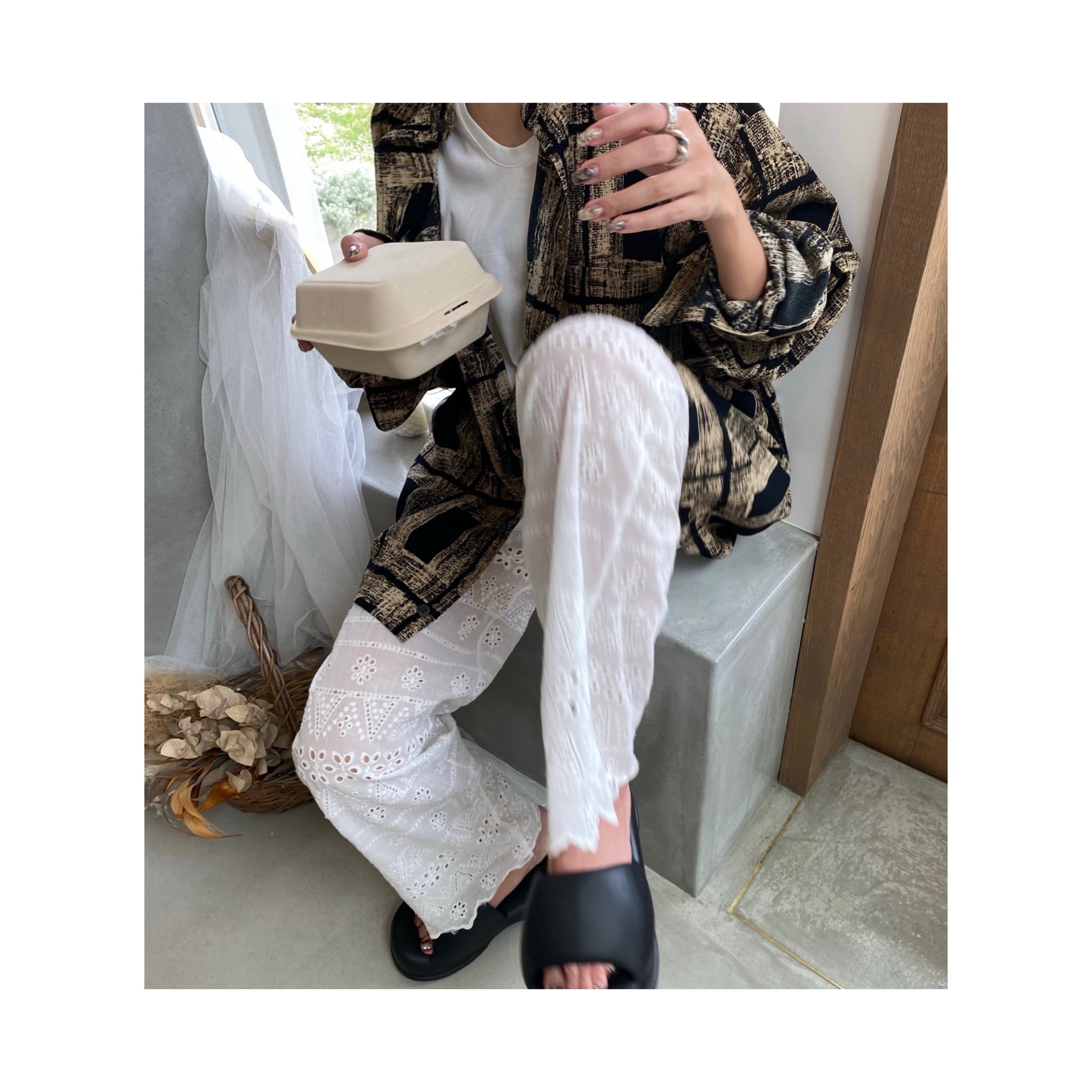 .layer lace pants