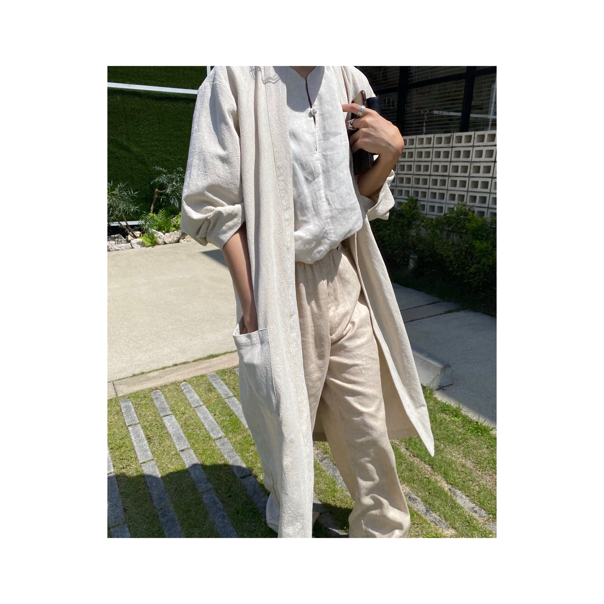 .simple linen gown