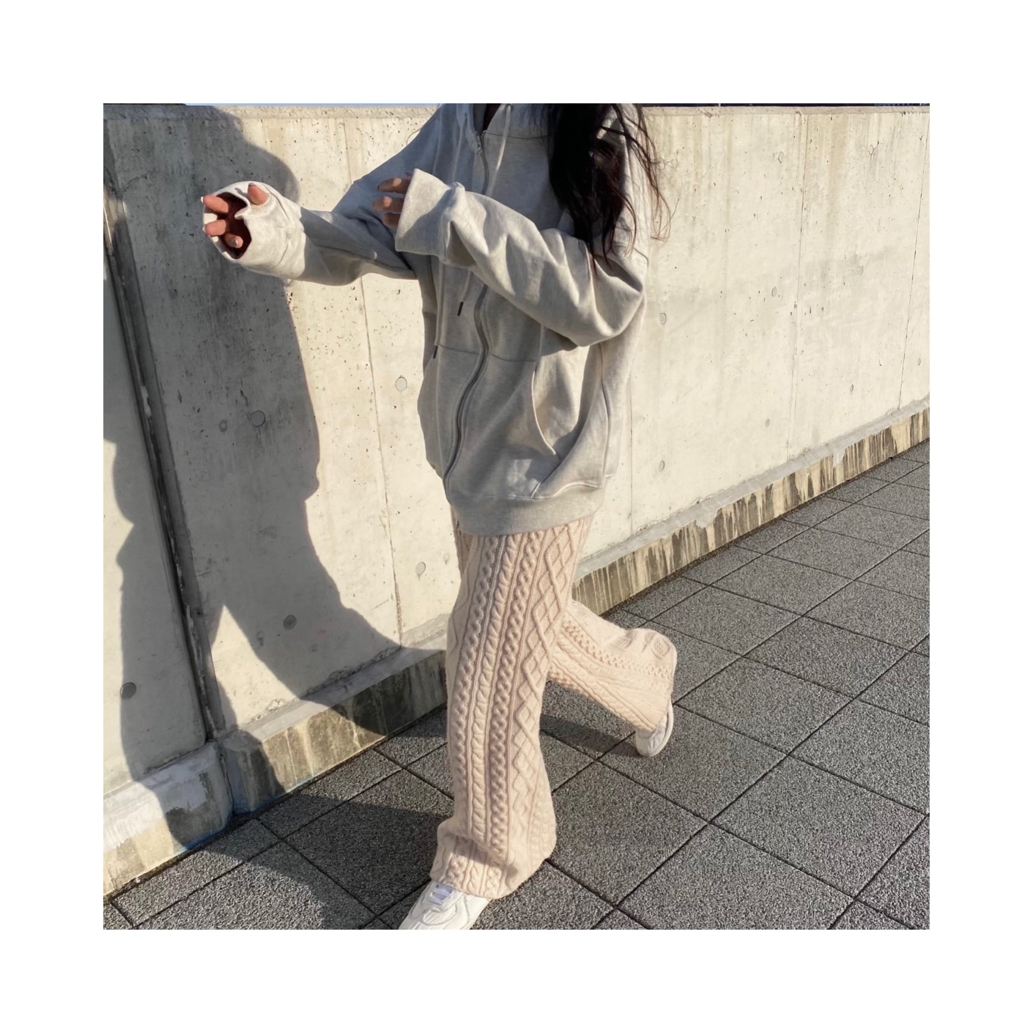 wool cable knit pants
