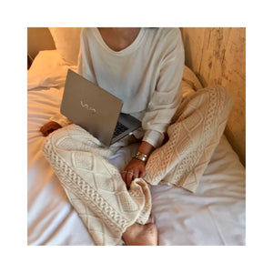 wool cable knit pants