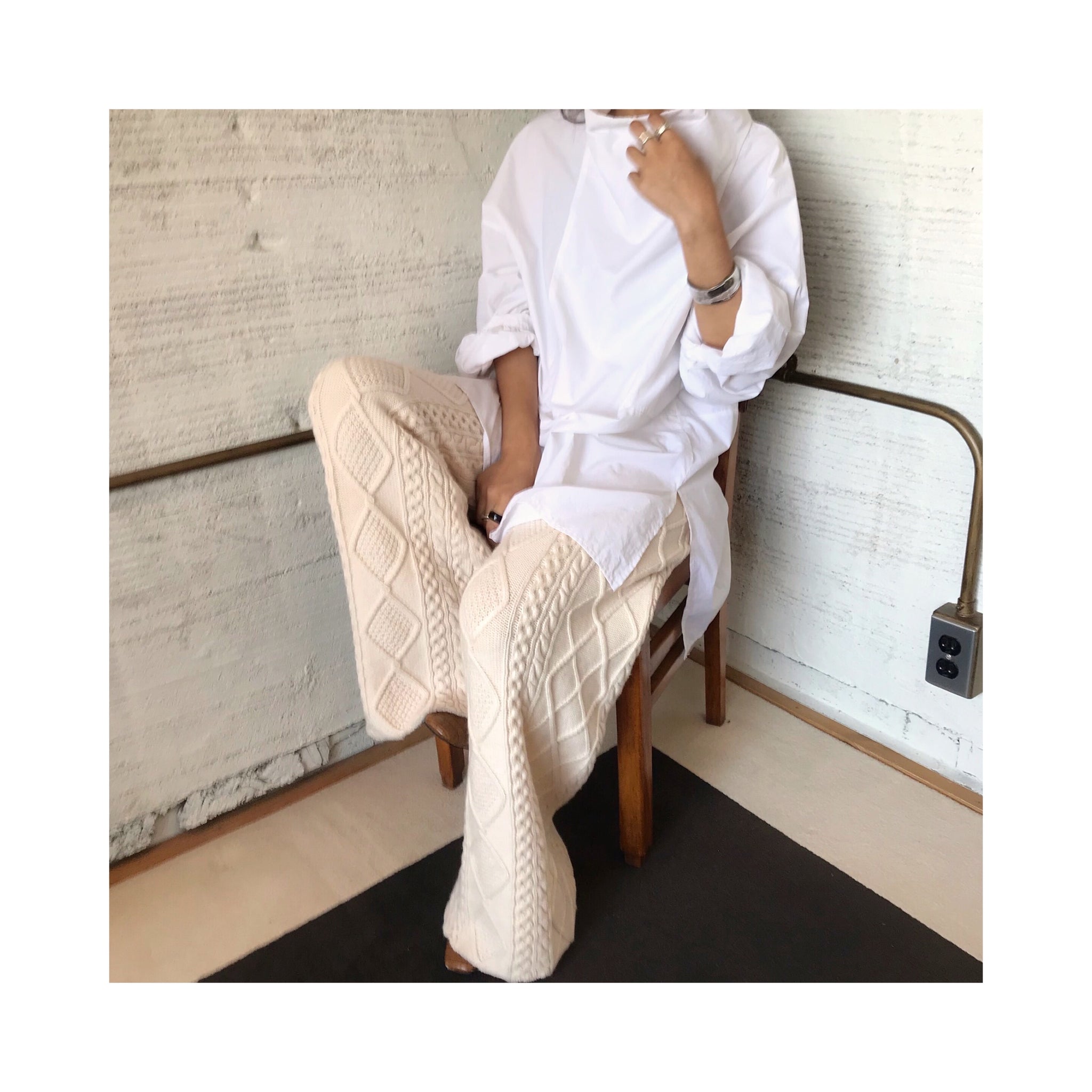 wool cable knit pants