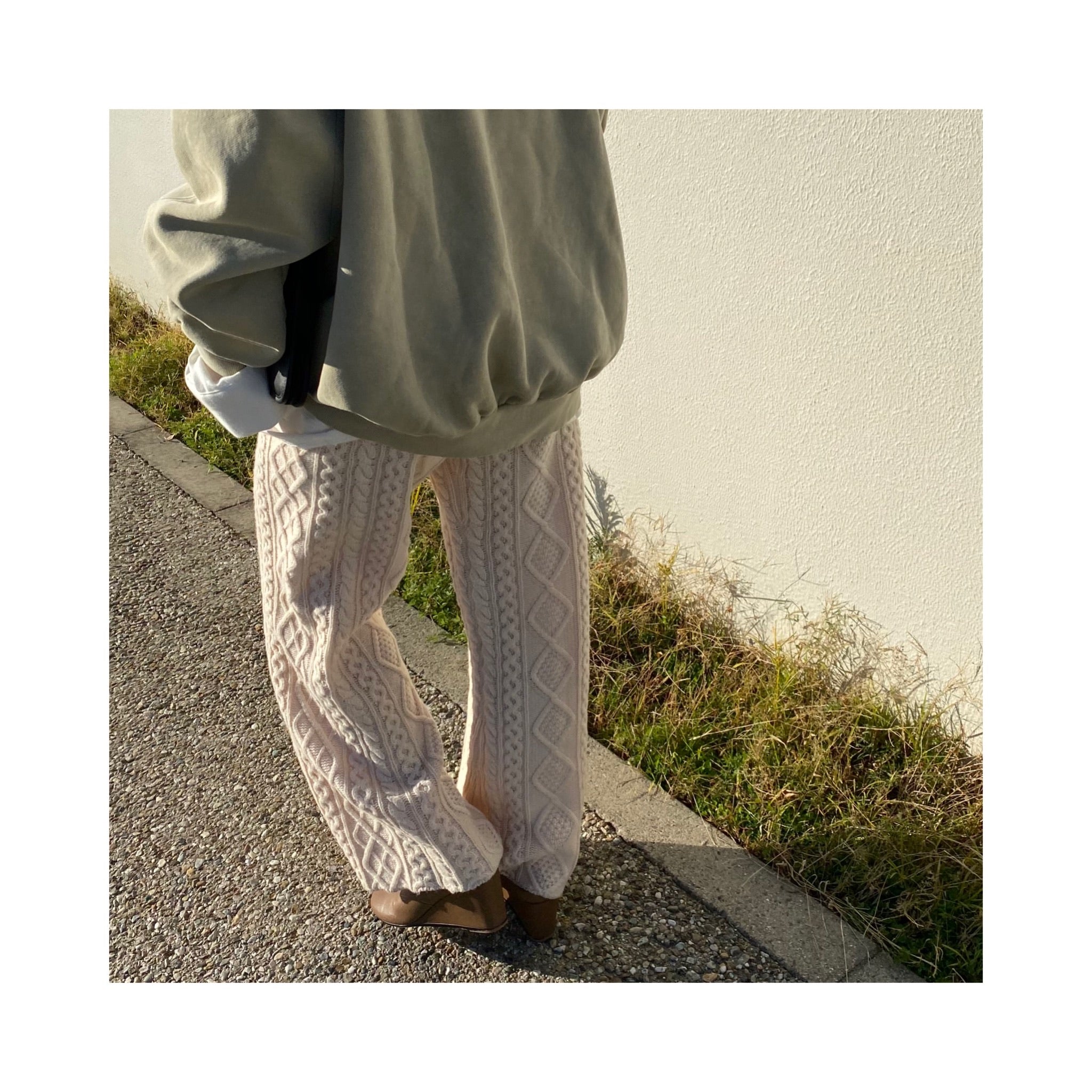 wool cable knit pants