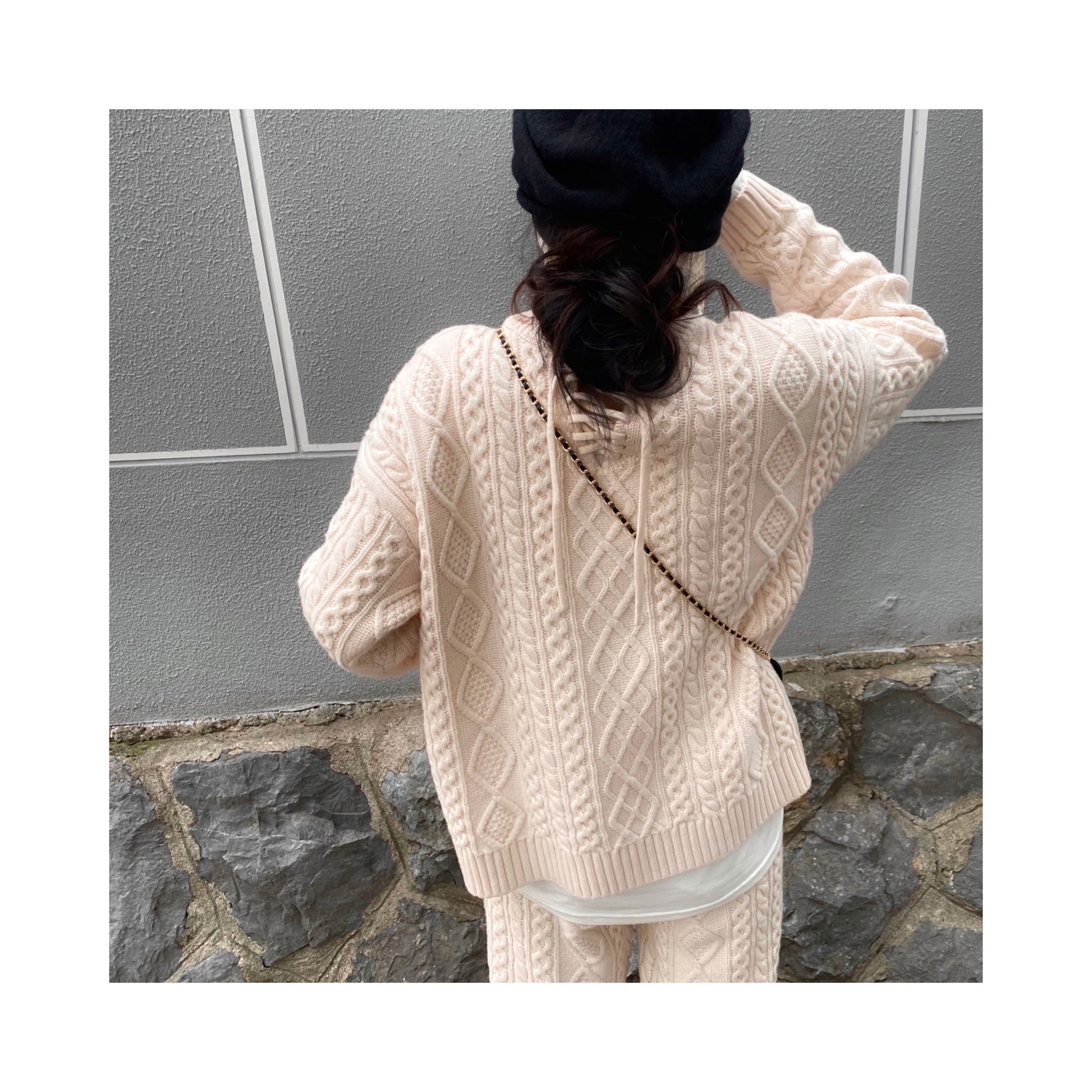 wool cable knit pants
