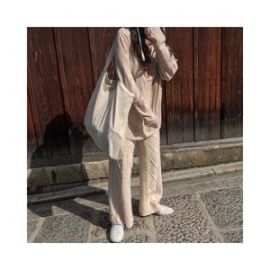 wool cable knit pants