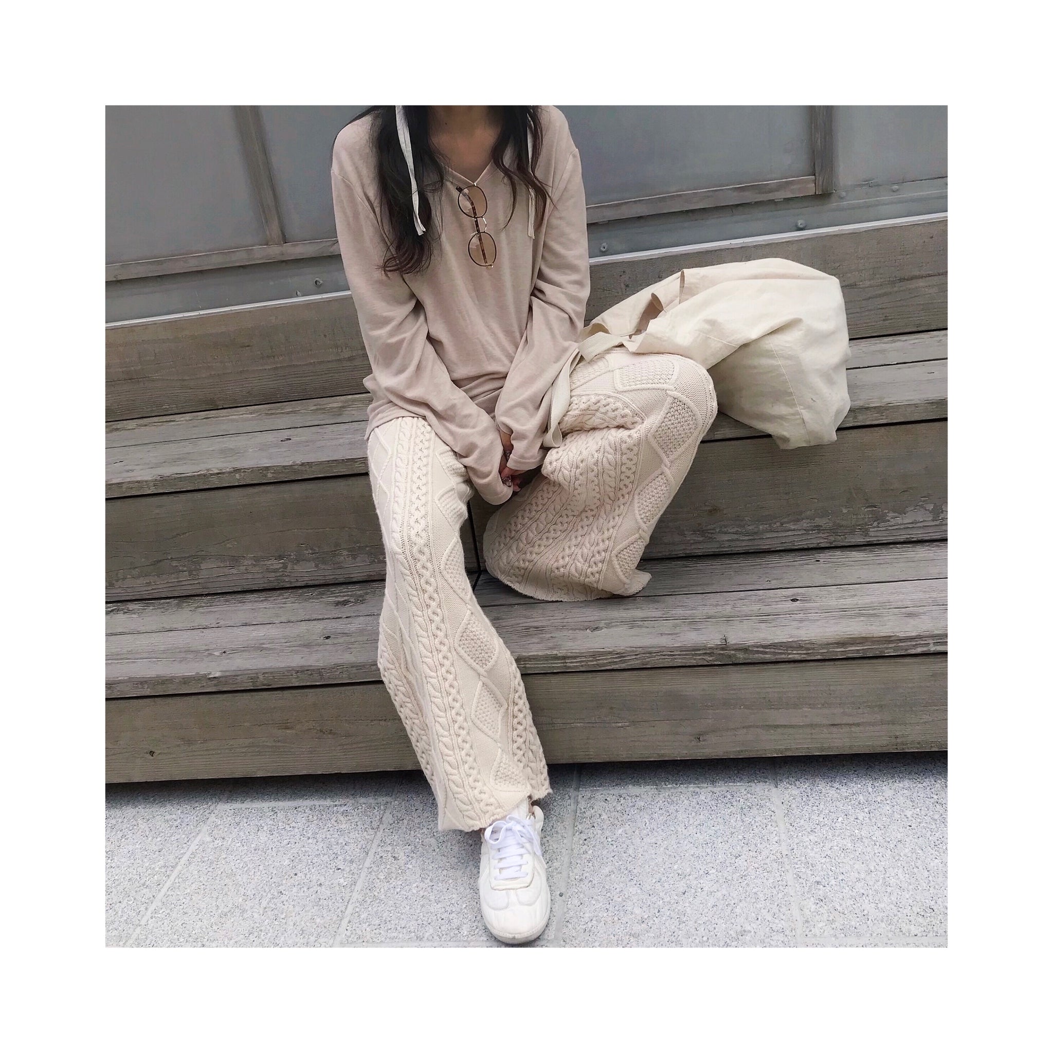 wool cable knit pants