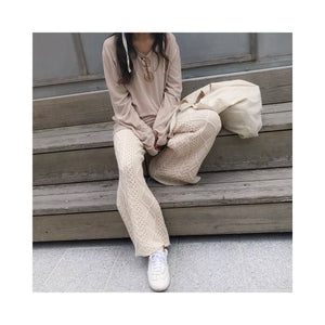 wool cable knit pants