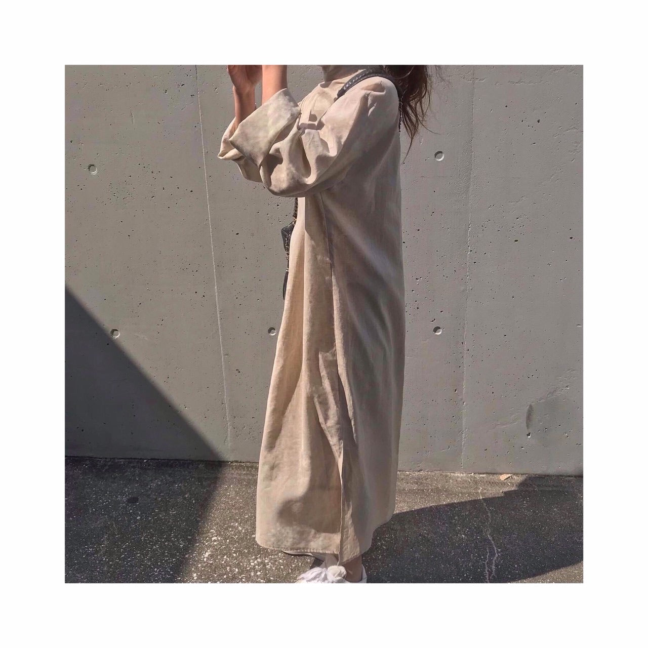 ORIGINAL linen long highneck shirtop