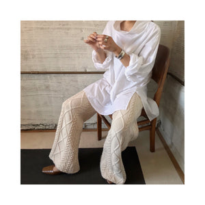 wool cable knit pants
