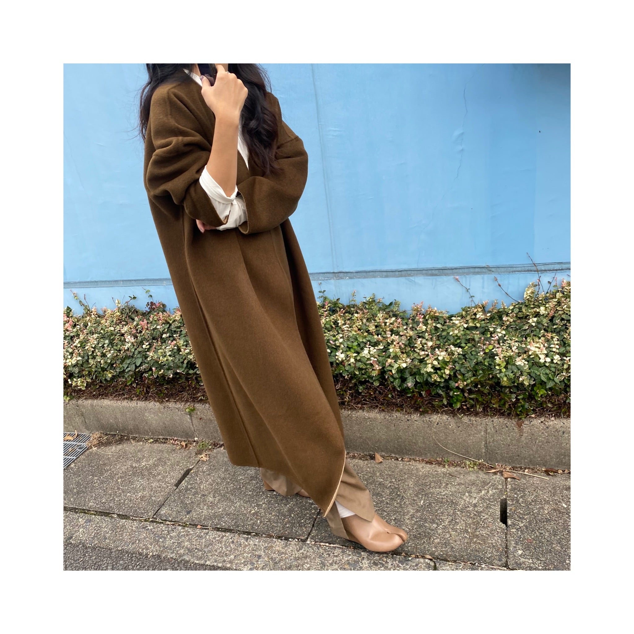 long reversible wool handmade coat