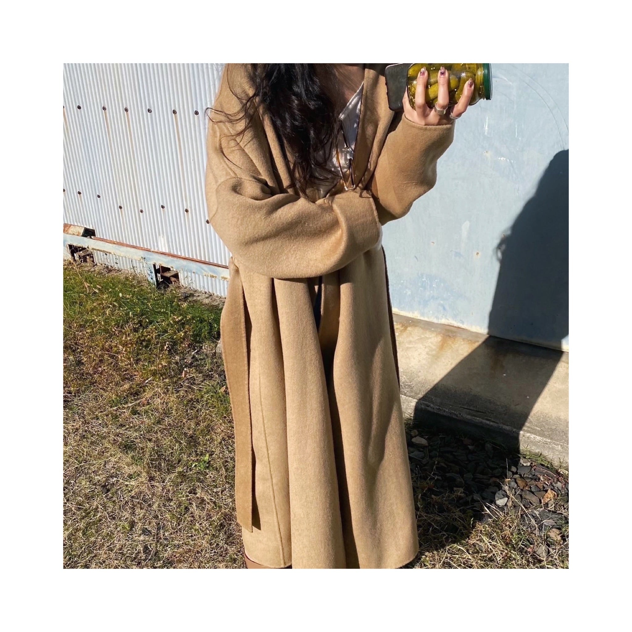 long reversible wool handmade coat