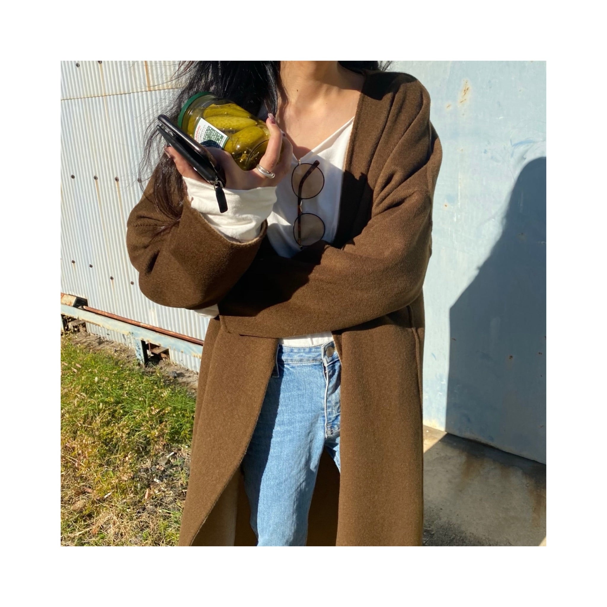 long reversible wool handmade coat