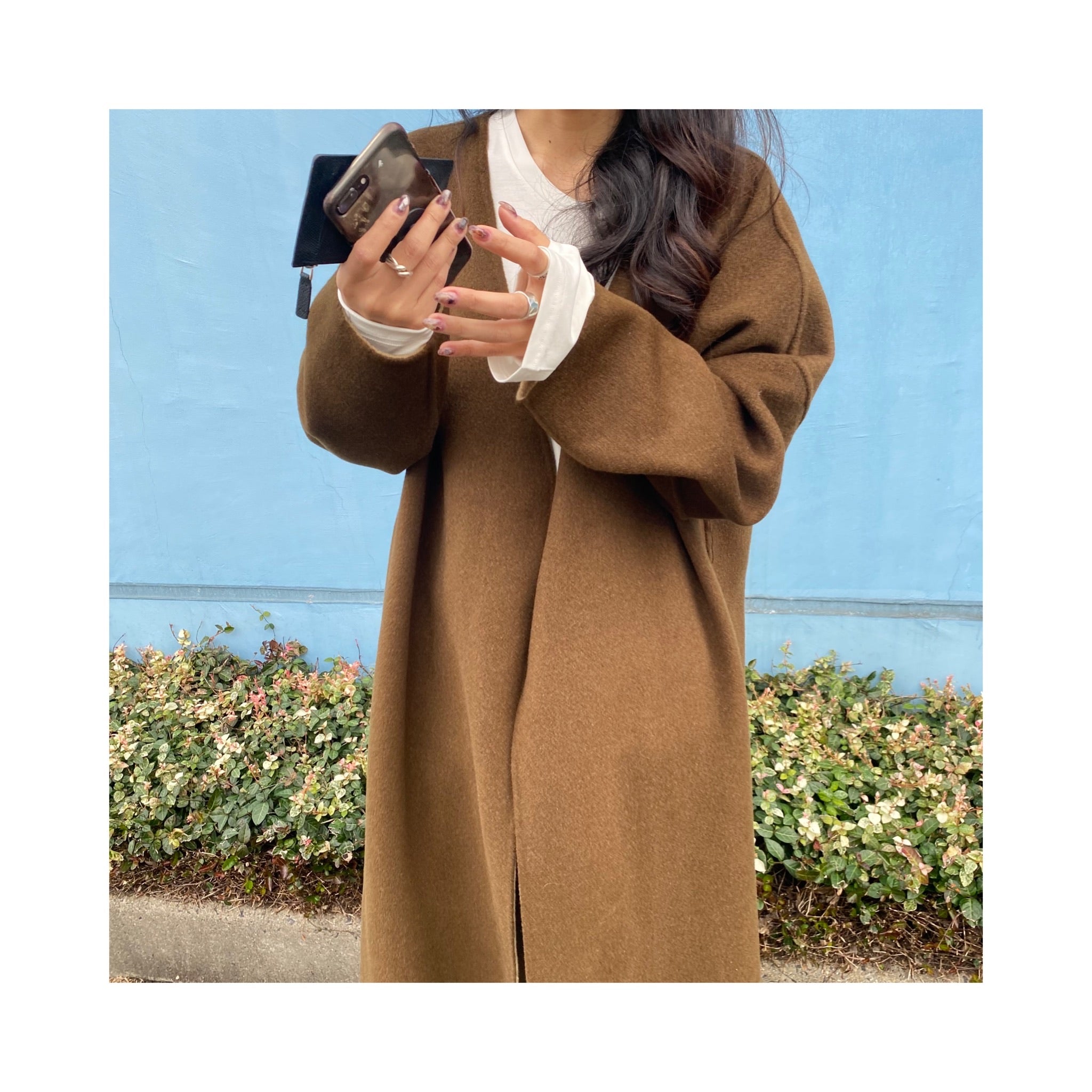 long reversible wool handmade coat