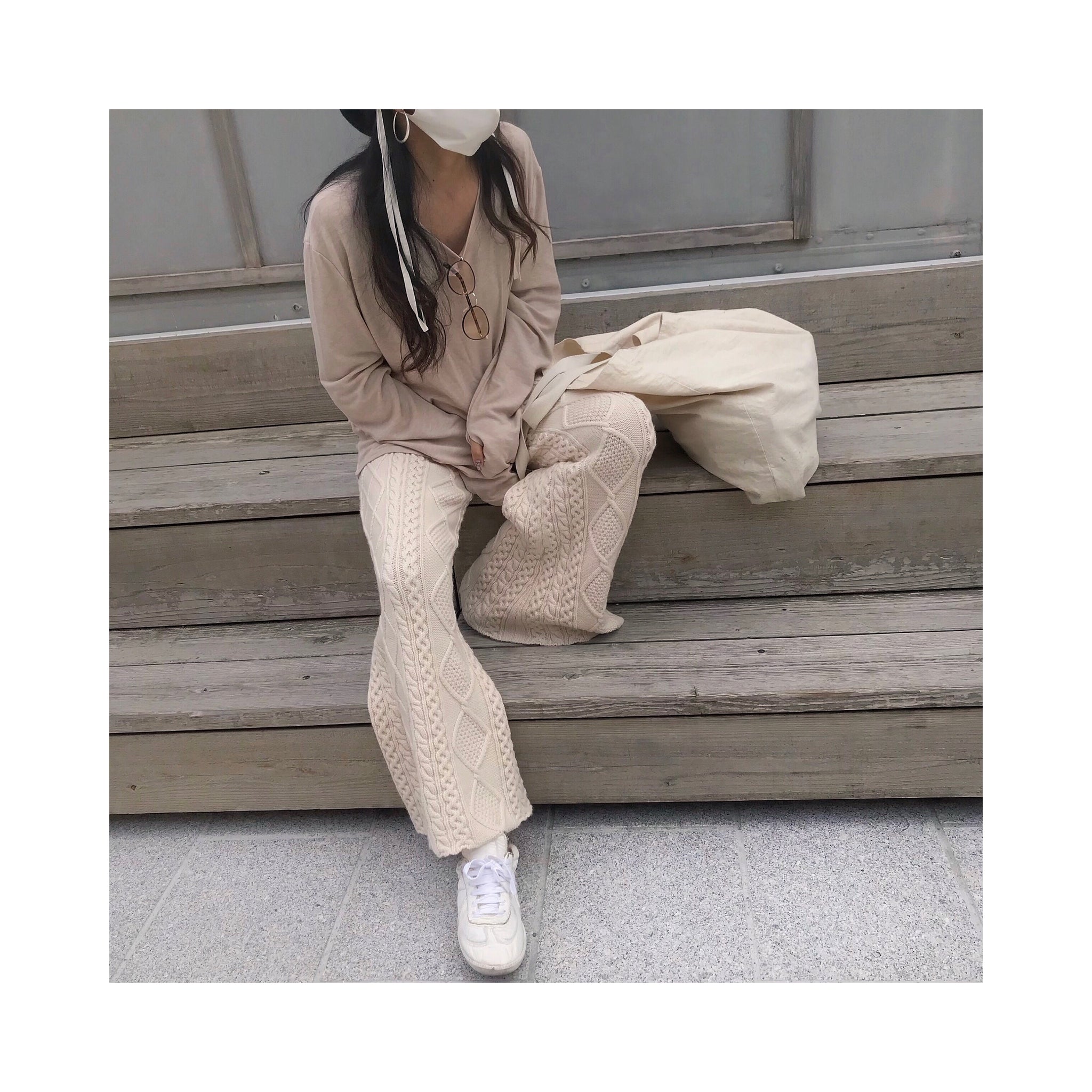 wool cable knit pants