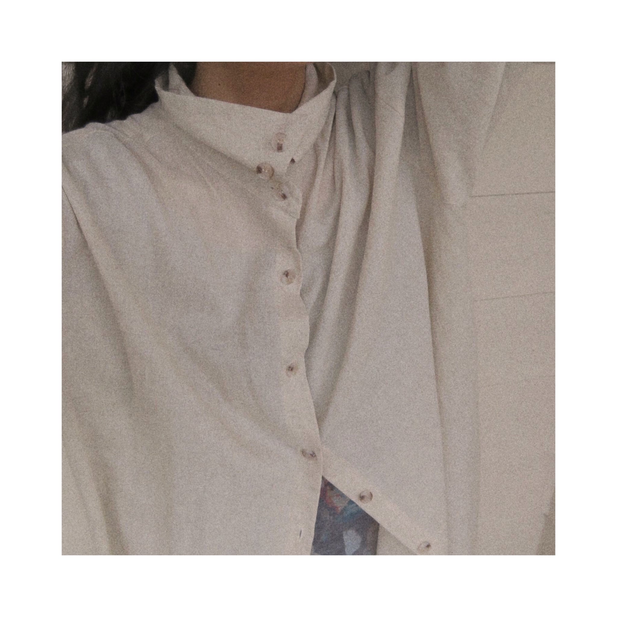 ORIGINAL linen long highneck shirtop