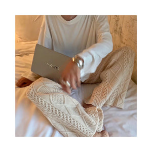 wool cable knit pants