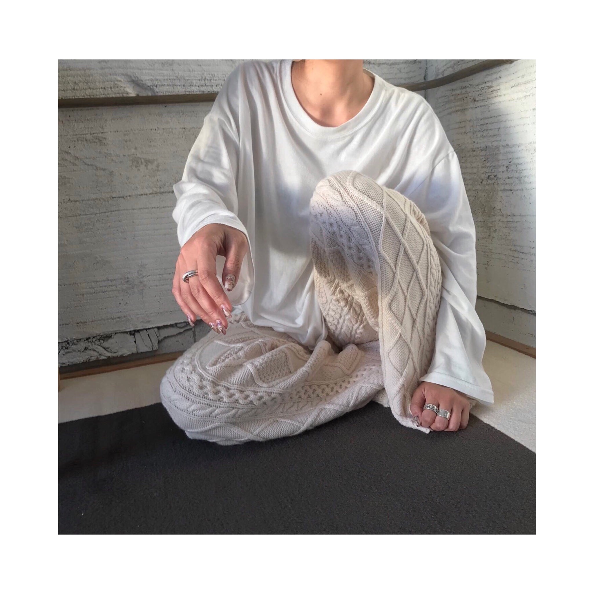 wool cable knit pants