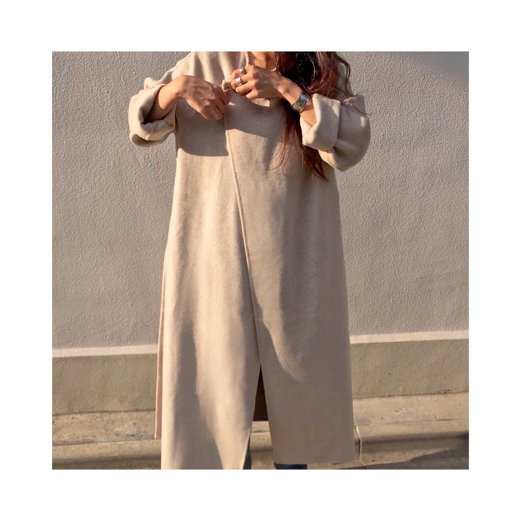 beige oatmeal handmade coat
