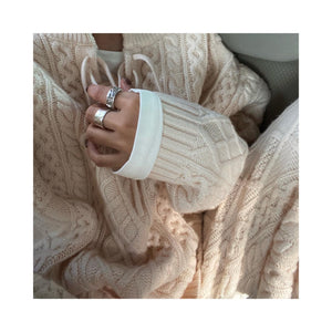 wool cable knit pants