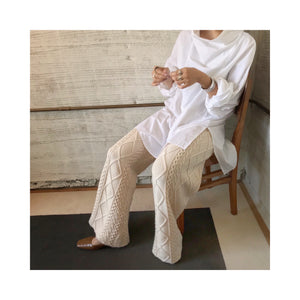 wool cable knit pants