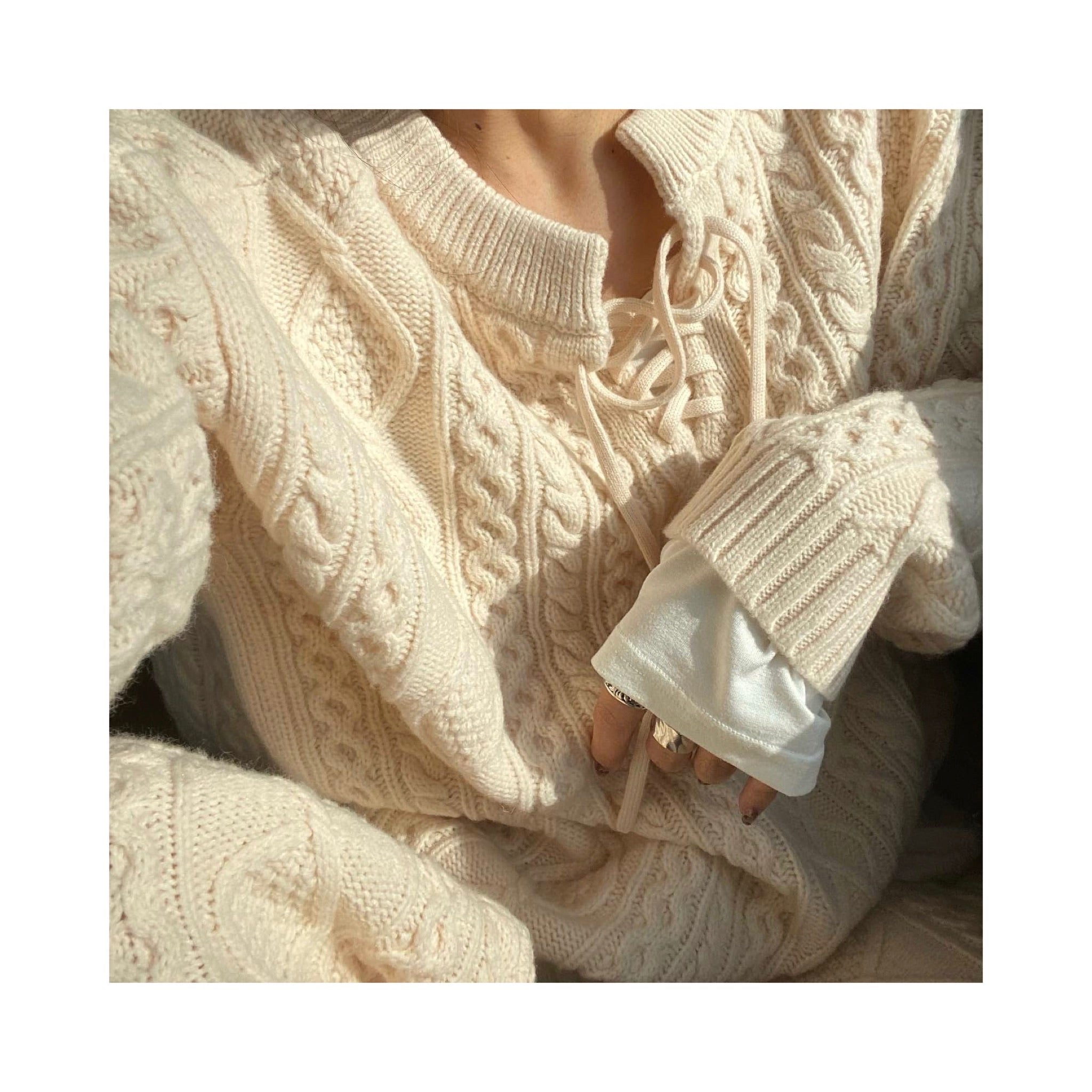 wool cable knit pants