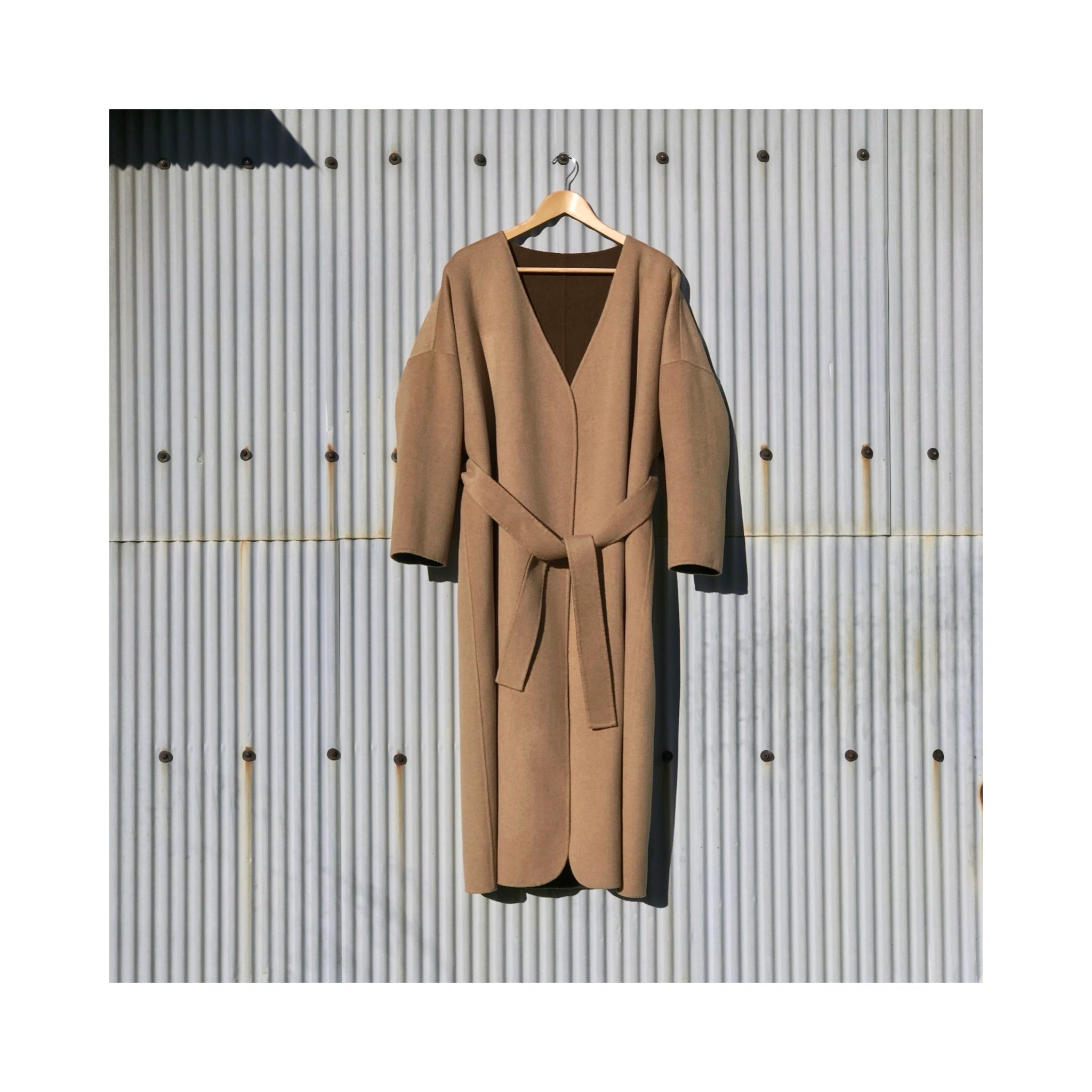 long reversible wool handmade coat