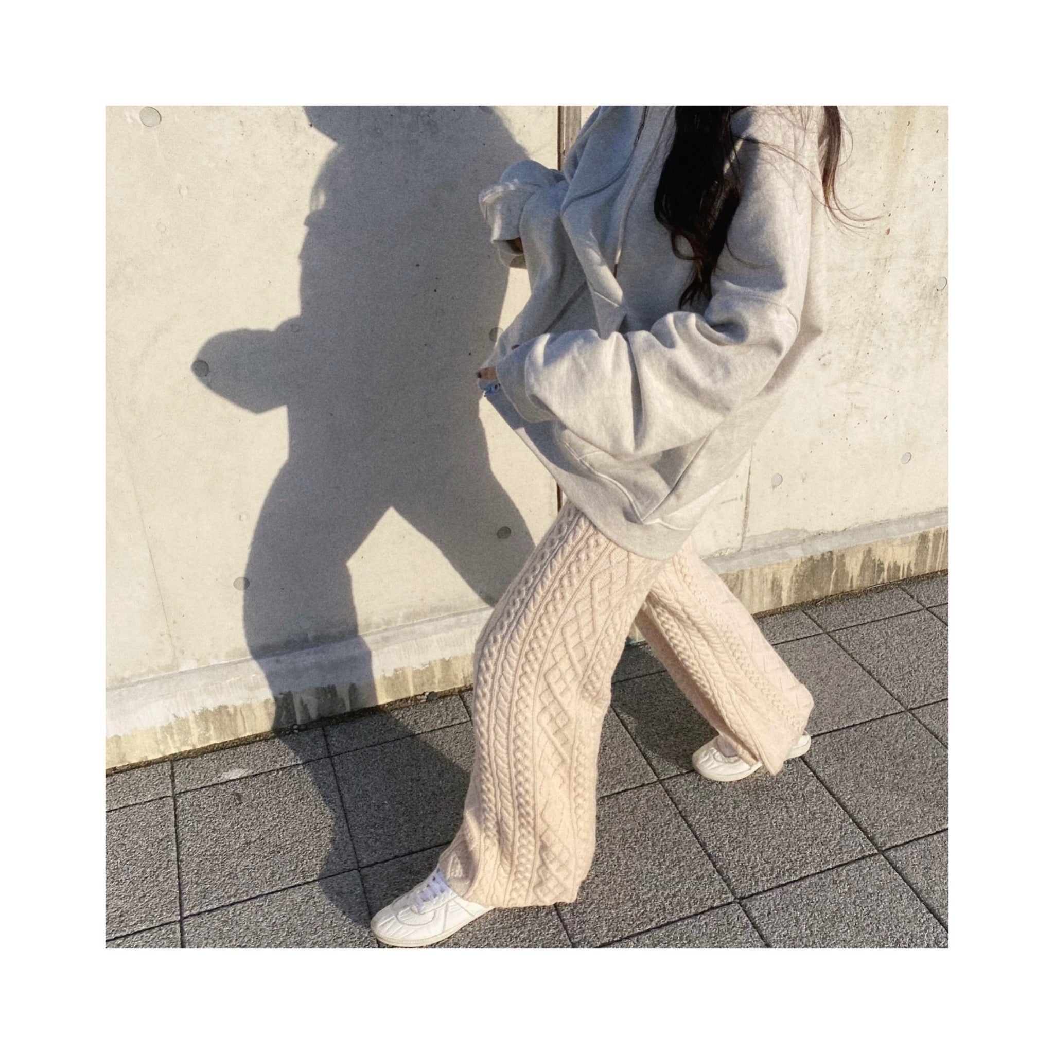 wool cable knit pants