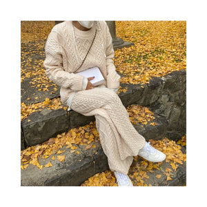 wool cable knit pants