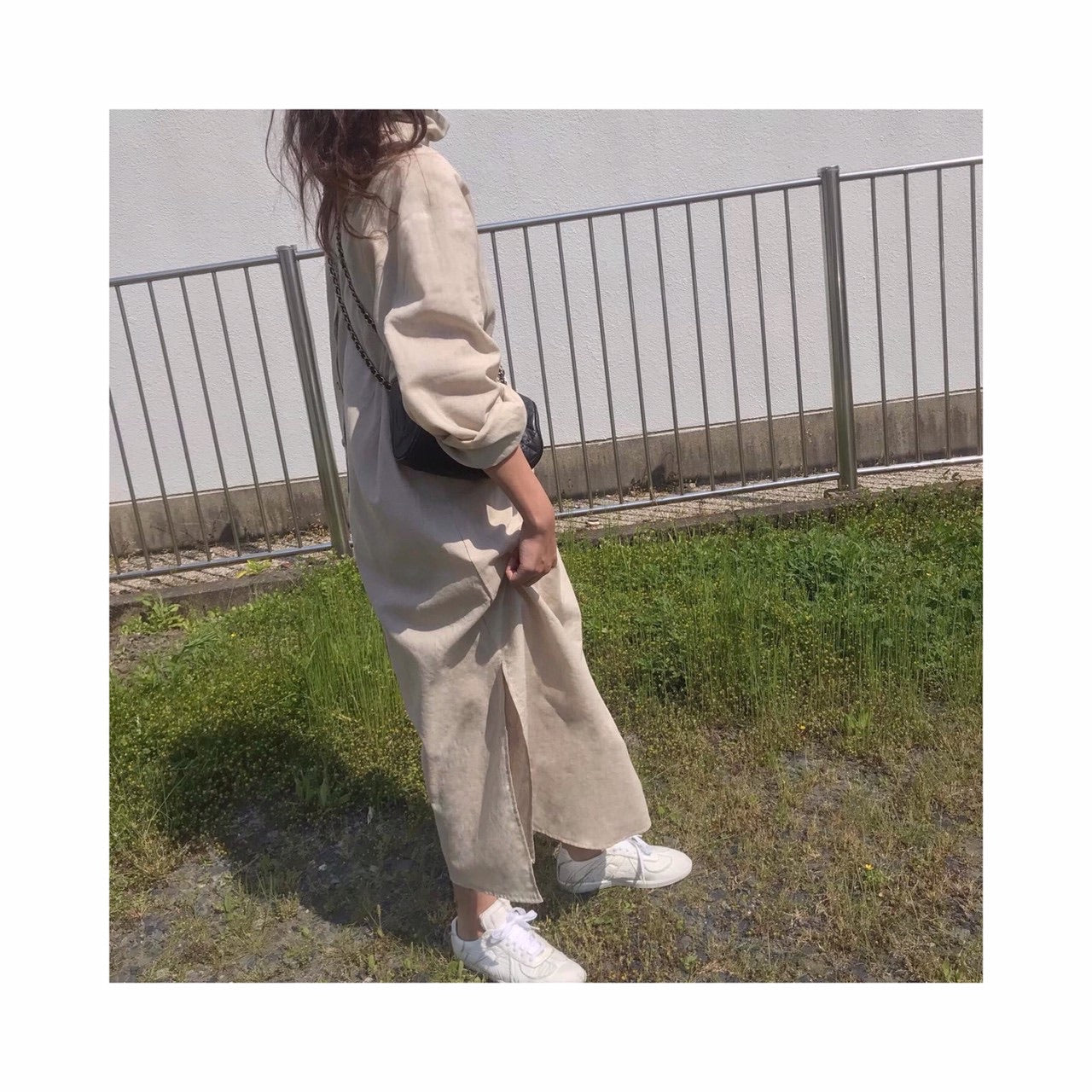 ORIGINAL linen long highneck shirtop