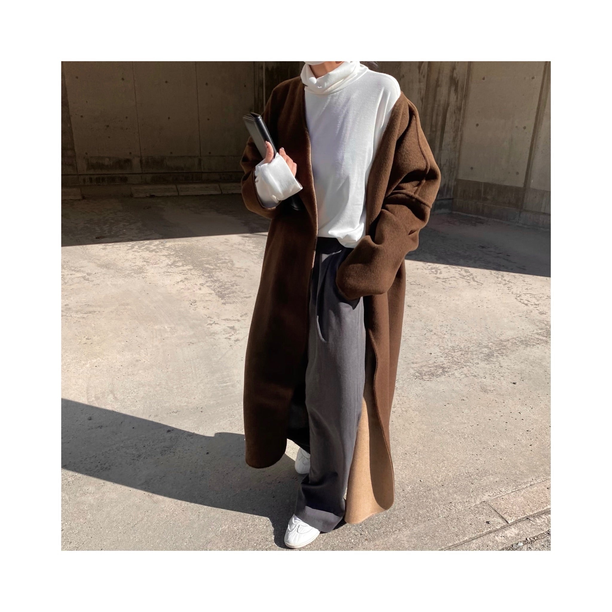 long reversible wool handmade coat