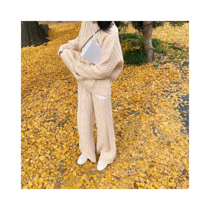 wool cable knit pants