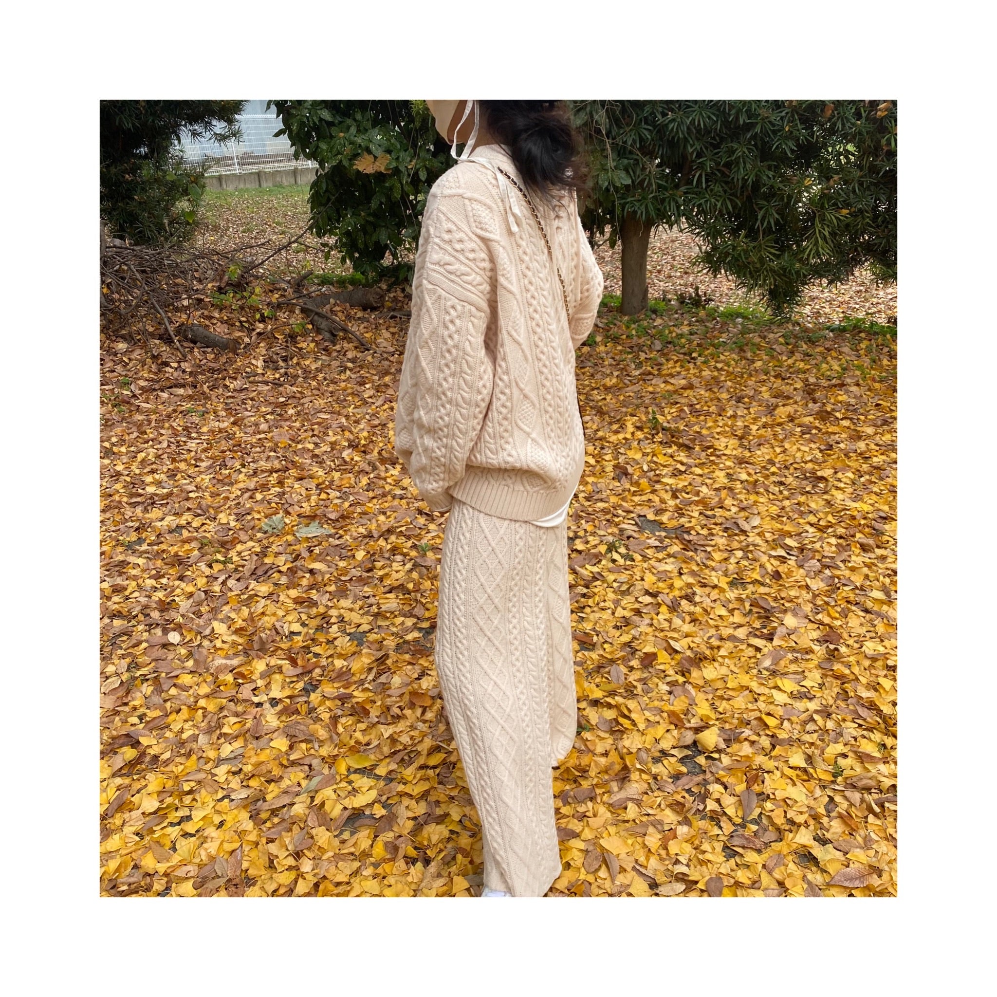 wool cable knit pants