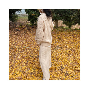 wool cable knit pants