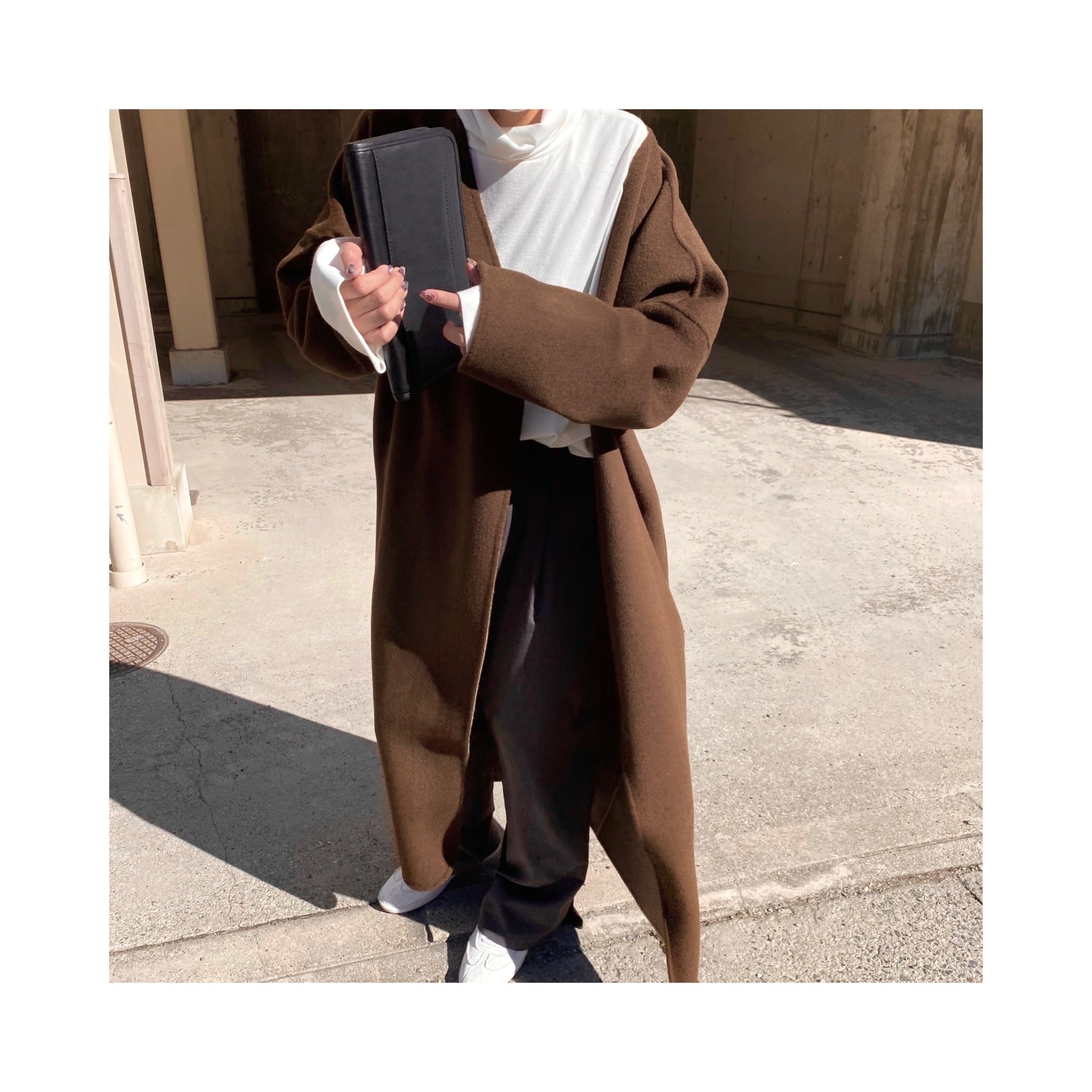 long reversible wool handmade coat